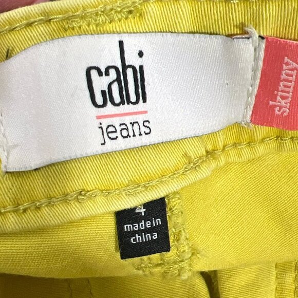 CABI Citron Skinny Stretch Jeans Citron Yellow Sz 4 #5084 EUC - Picture 5 of 6